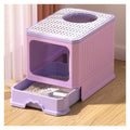 Foldable Cat Litter Box with Lid and Shovel T972308