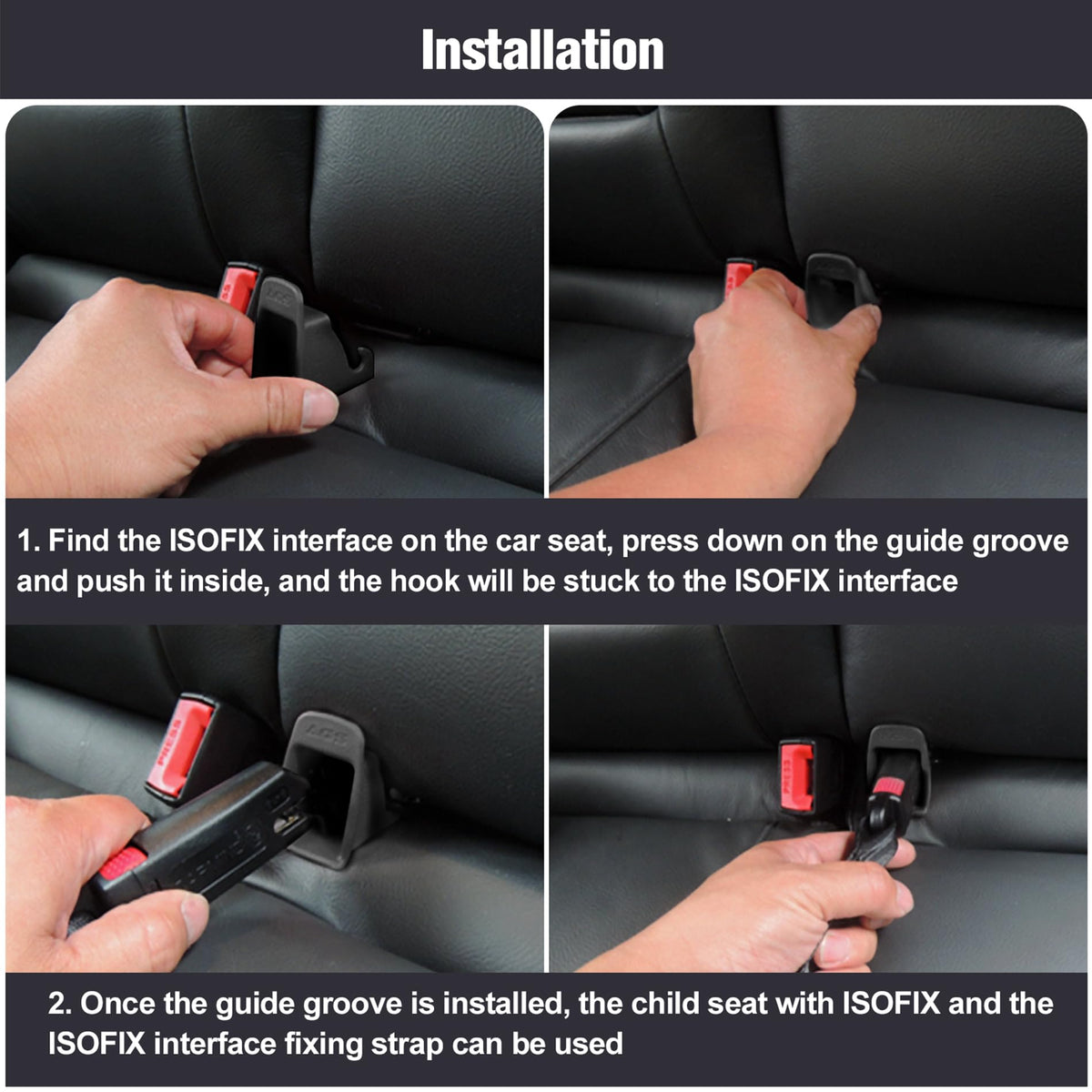 4Pcs Black Car Seat Latch Guides C15460