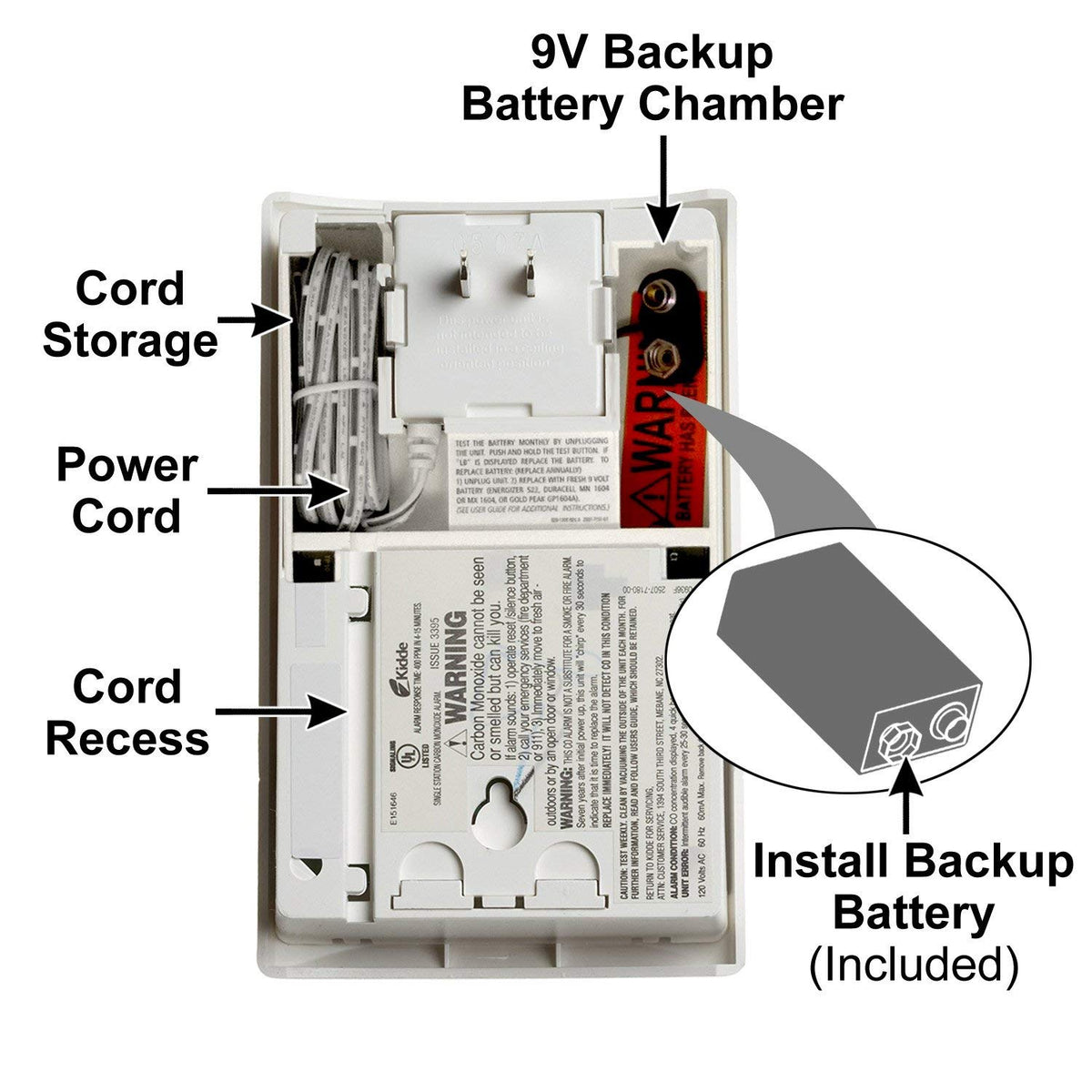 Carbon Monoxide Detector, Plug-In with Digital Display X938