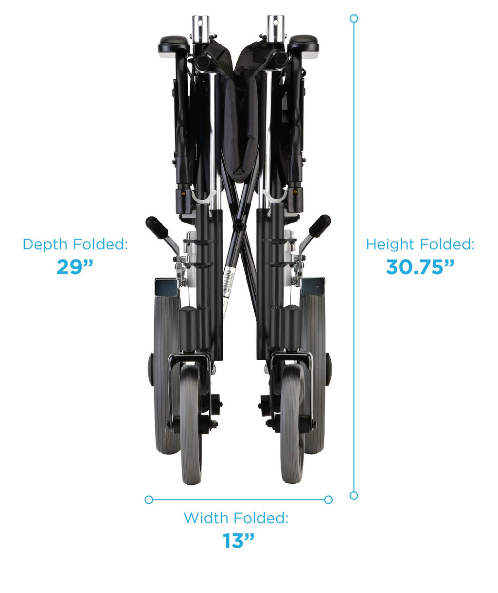 Lightweight Transport Chair with Locking Hand Brakes, Black S772
