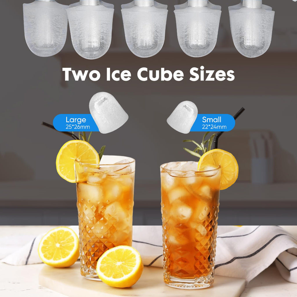 Countertop Ice Maker Machine with Handle, Self-Cleaning, 2 Sizes Bullet Ice, Black D790113