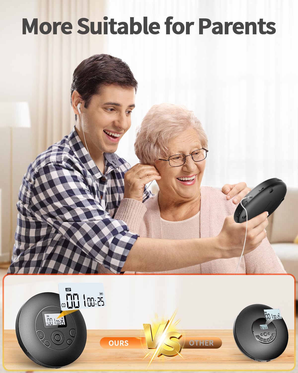 Portable CD Player Rechargeable with Headphones I311