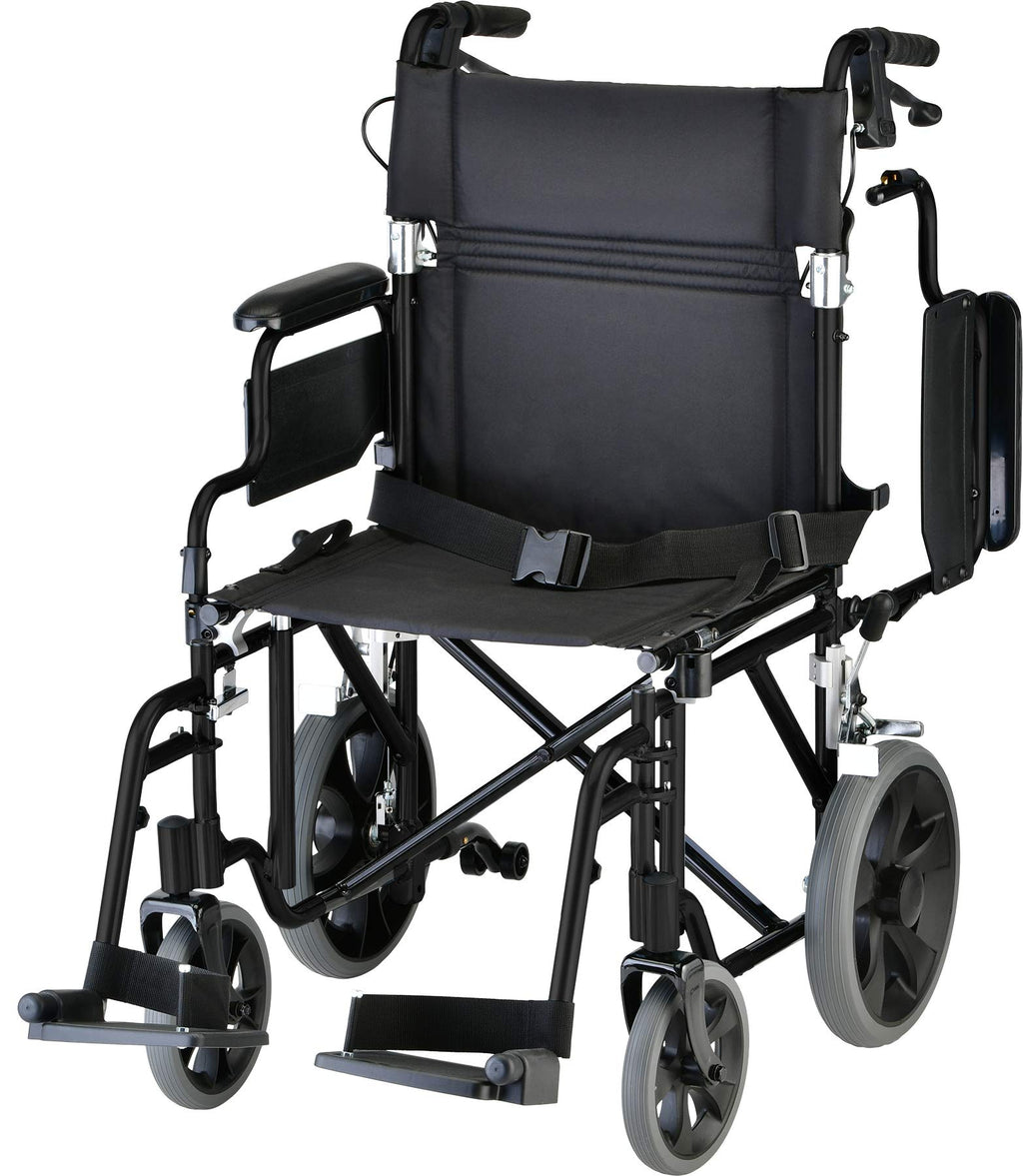Lightweight Transport Chair with Locking Hand Brakes, Black S772