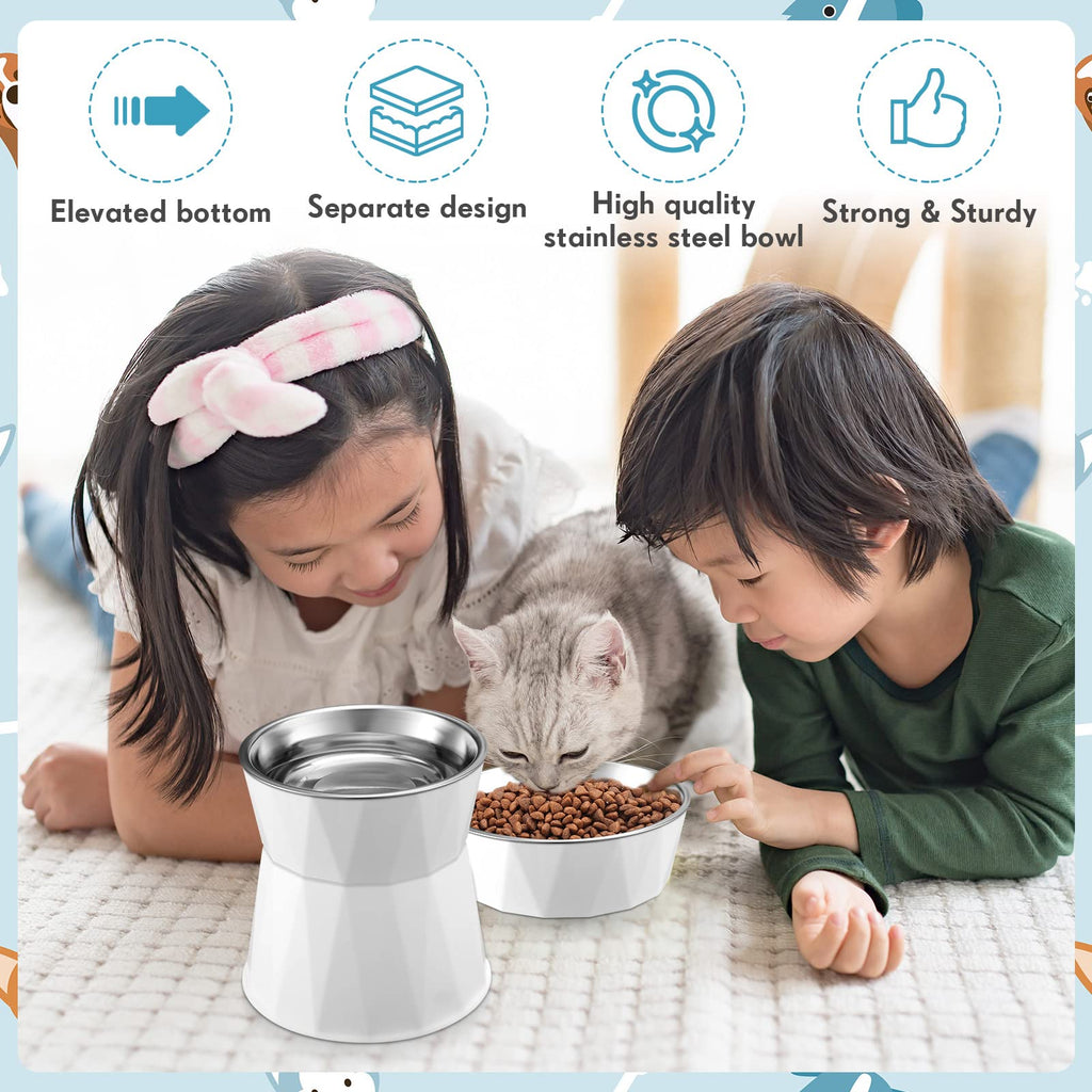 2 Pcs Elevated Cat Bowls F243