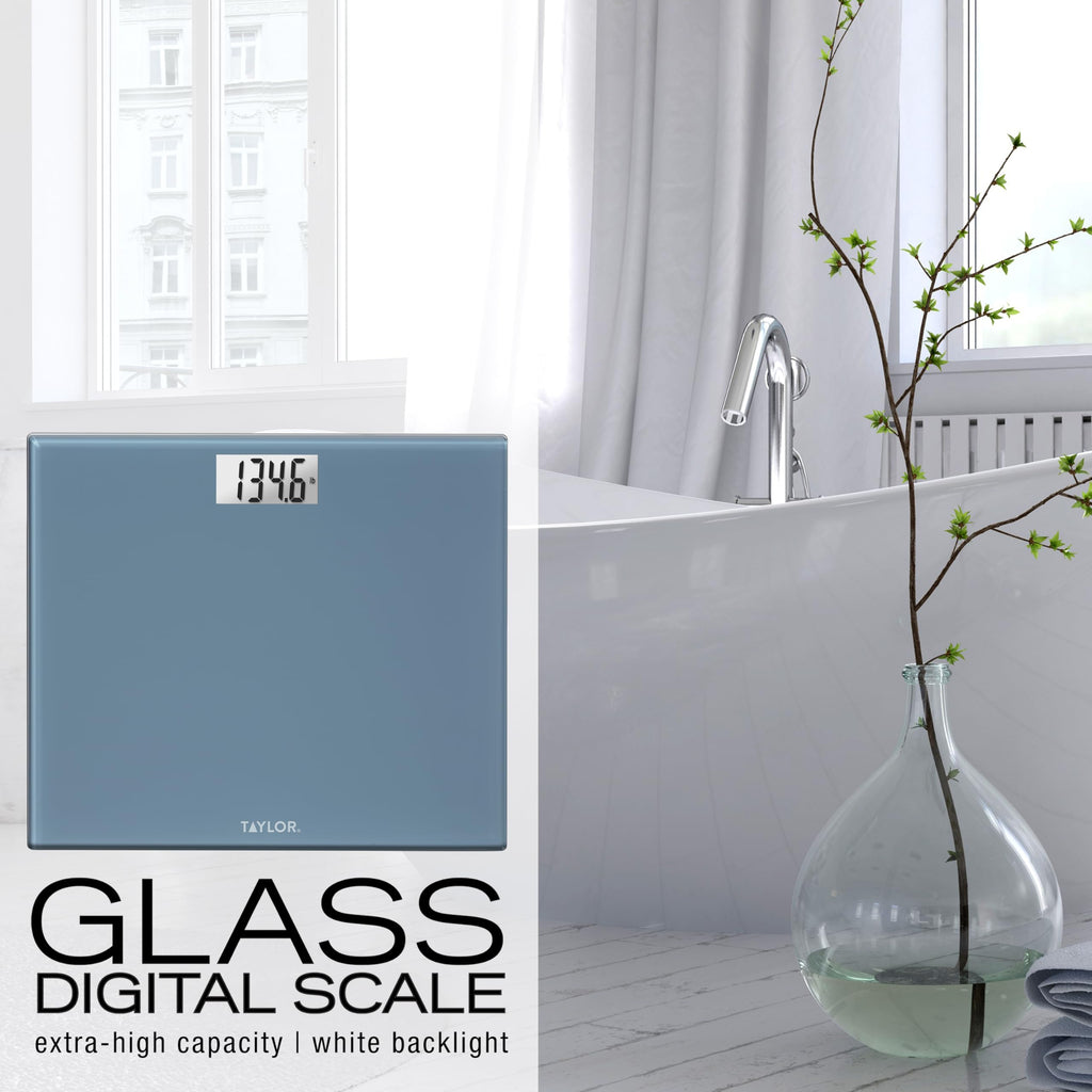 Digital Scale, Extra-Wide 13x15 Glass Platform, Slate Blue L672542