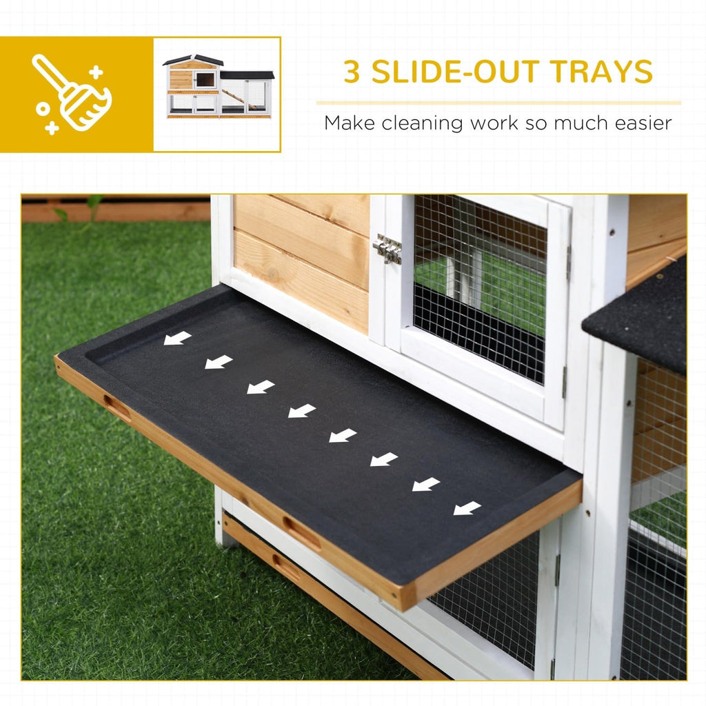 2-Story Wooden Rabbit Hutch with Ramp F4852