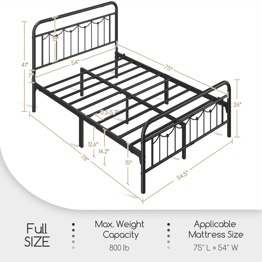 Black Metal Bed Frame with Spindle Headboard W317
