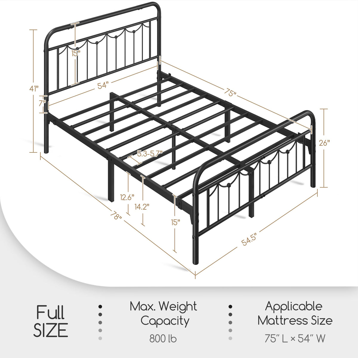 Black Metal Bed Frame with Spindle Headboard W317