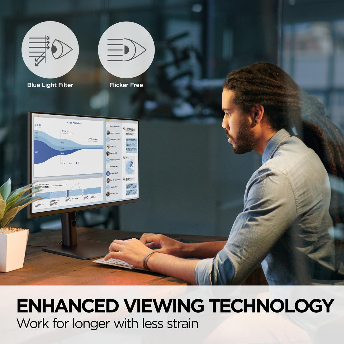 22 Inch 1080p VA Monitor with HDMI DisplayPort VGA USB H33244