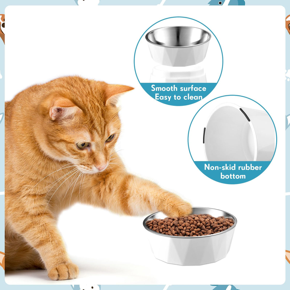 2 Pcs Elevated Cat Bowls F243