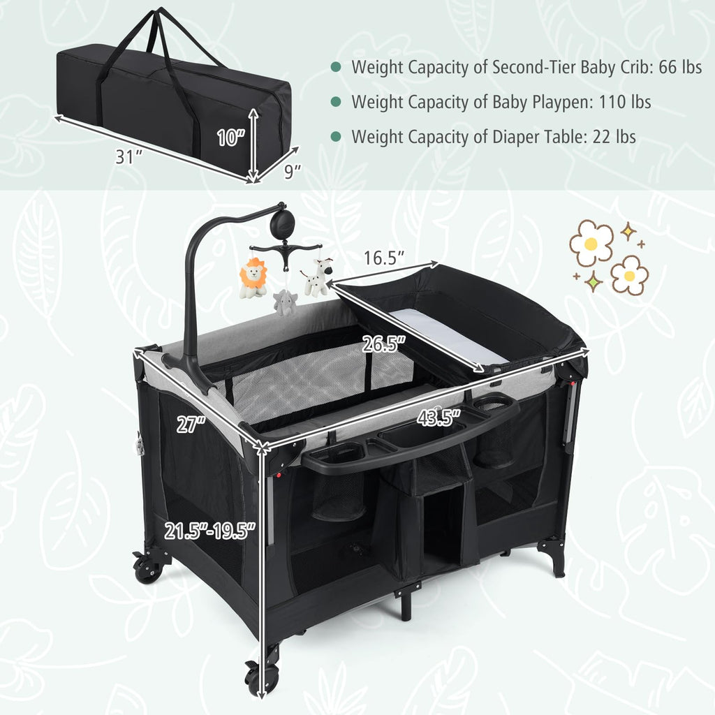 5-in-1 Pack and Play Bassinet Playard with Diaper Changer V19806