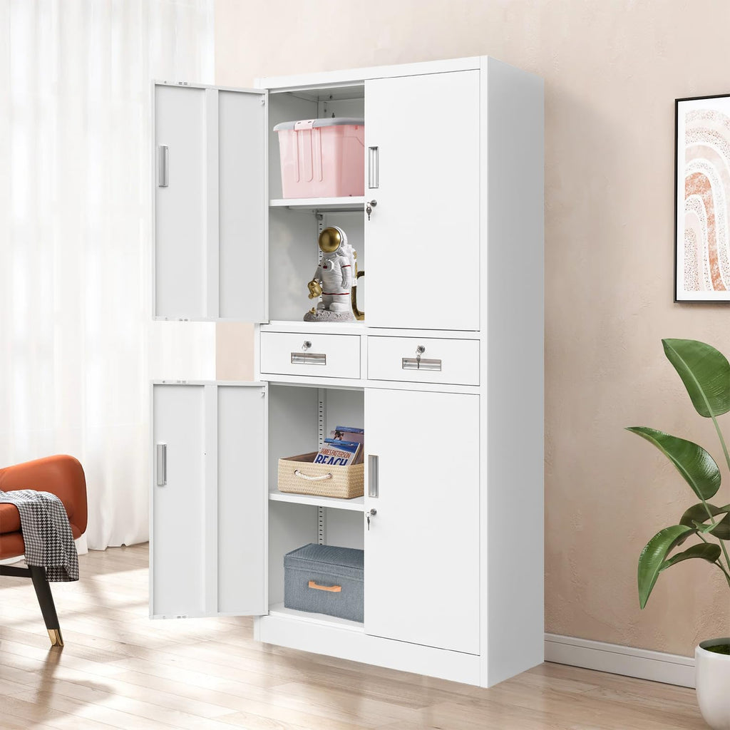 Metal Storage Cabinet with Adjustable Shelves and Drawers I21420