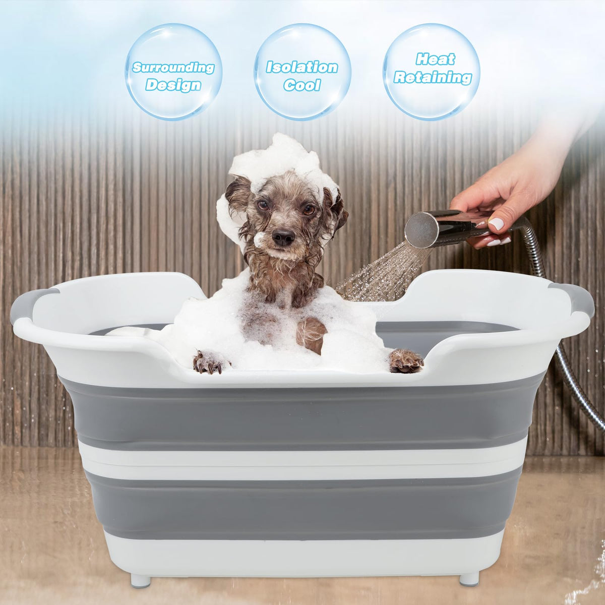 27L Raised Collapsible Dog Bathtub with Drain A95328