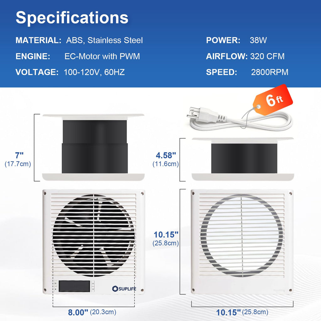 8" Reversible Through Wall Fan with Remote S3585