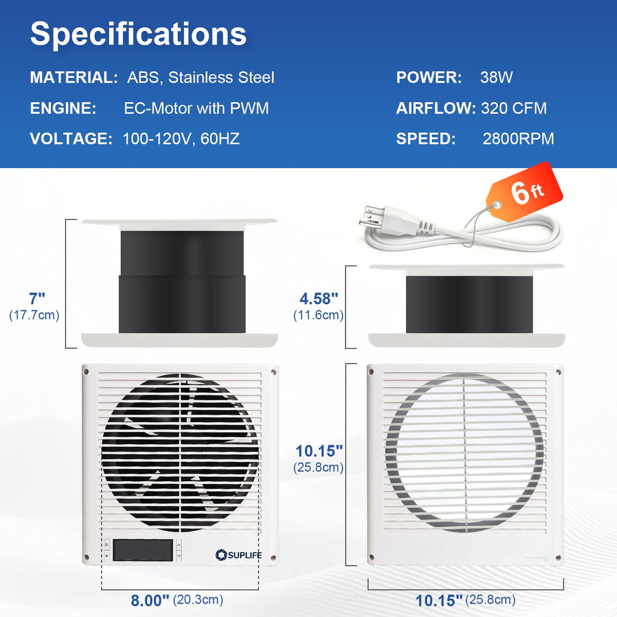 8" Reversible Through Wall Fan with Remote S3585