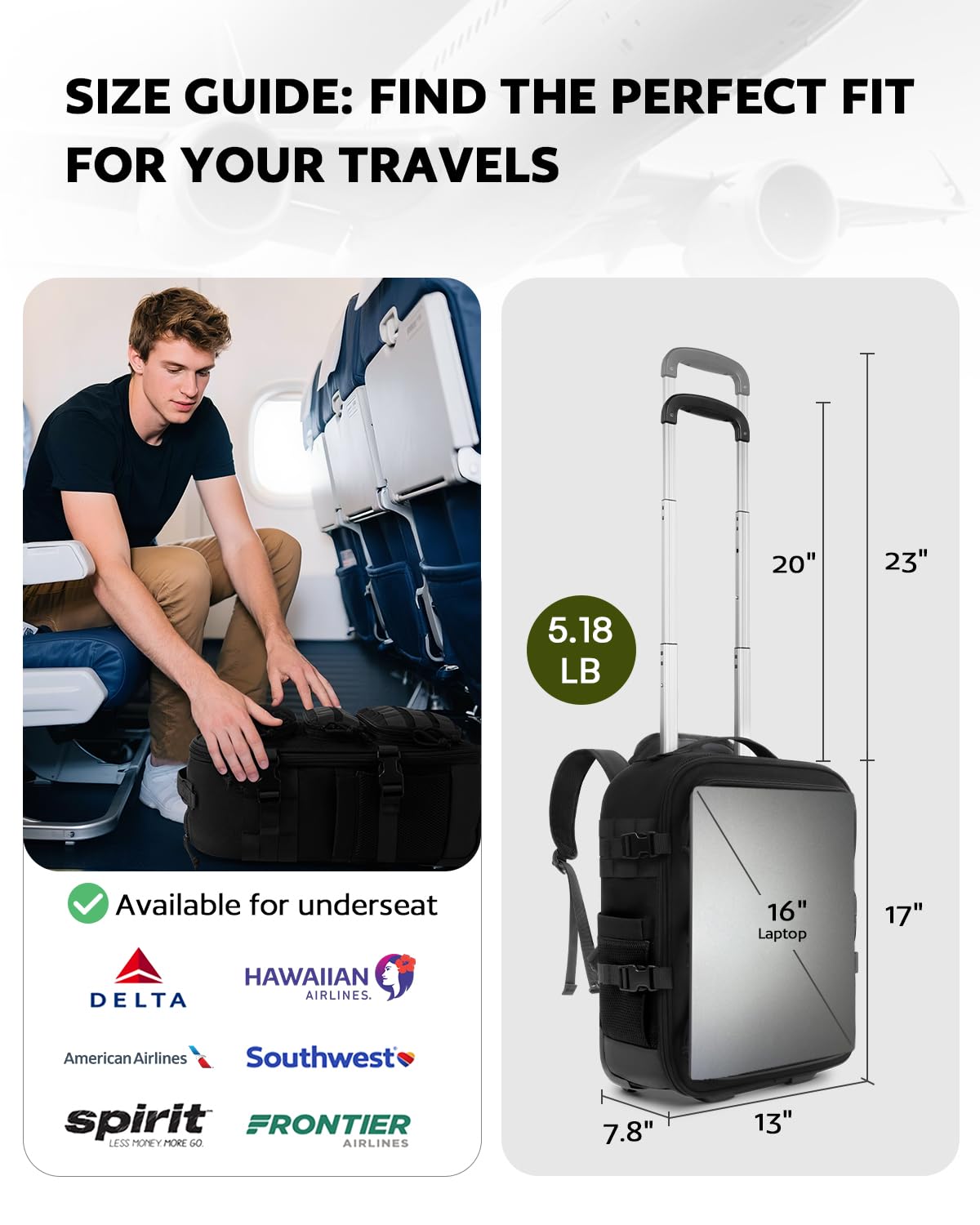 Rolling Wheeled Laptop Backpack N20198