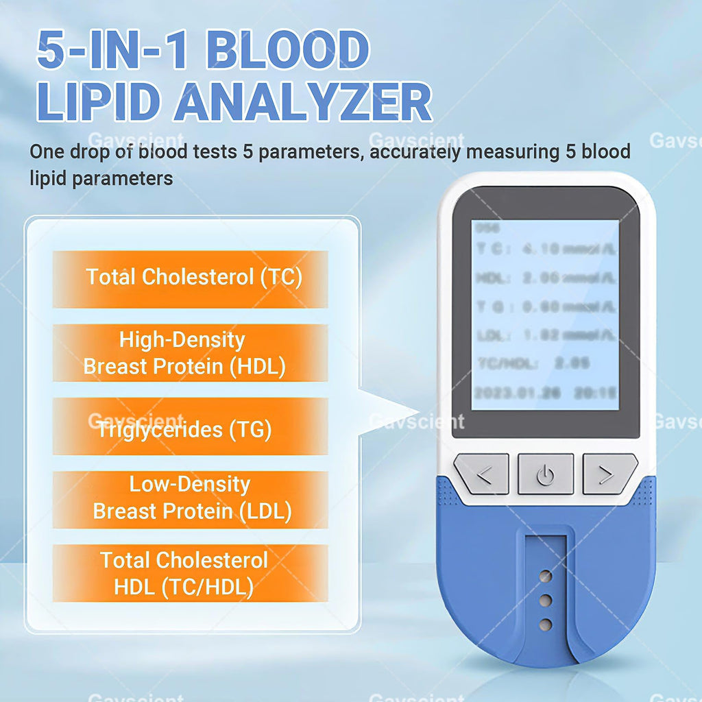 5 in 1 Lipid Test Meter Cholesterol Monitor Kit with 25 Strips N78781