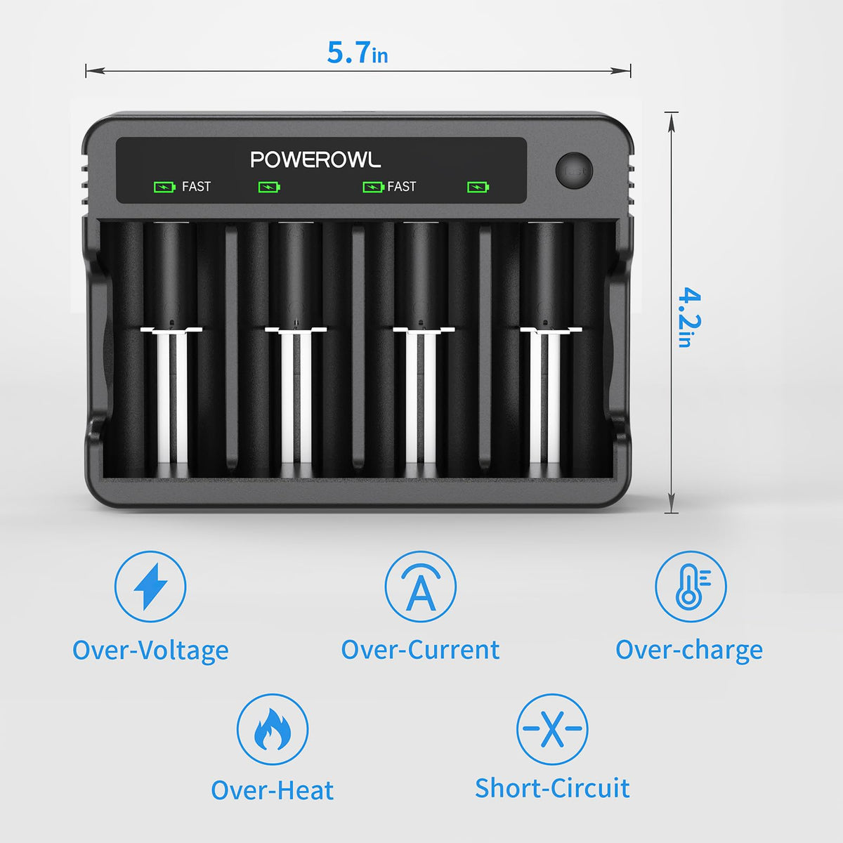 Rechargeable D Batteries with 4 Bay Battery Charger J161724