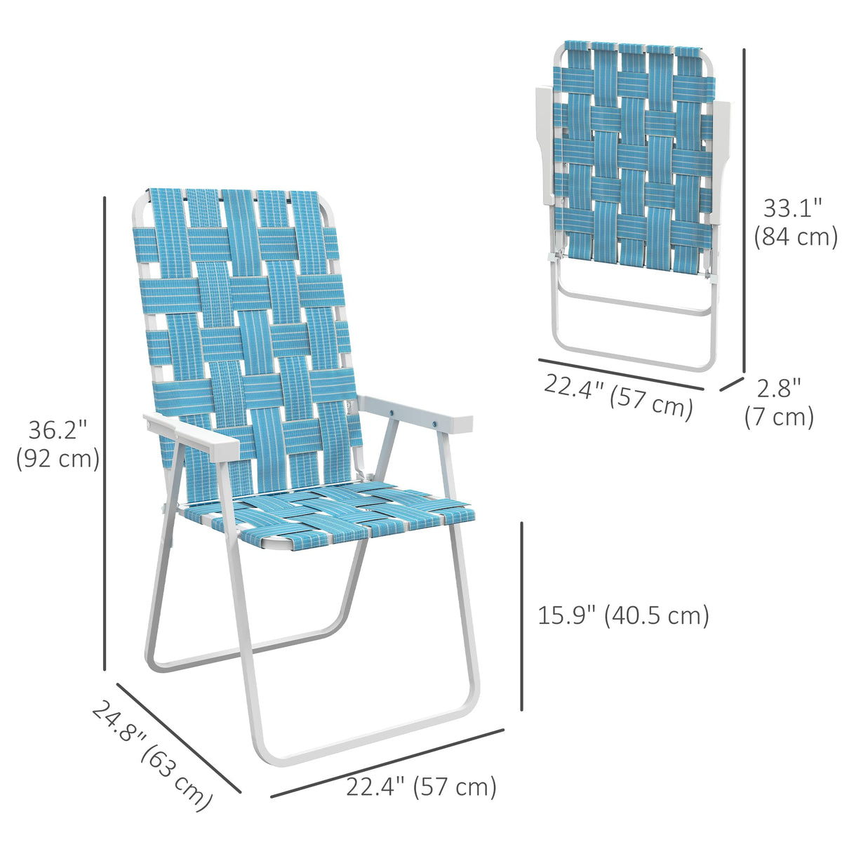 Set of 2 Blue Patio Folding Chairs S439