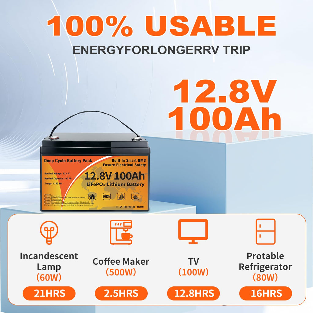 12V 100Ah LiFePO4 Deep Cycle Battery F95629