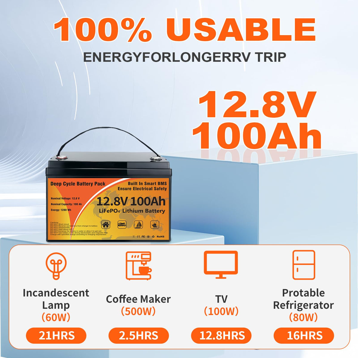 12V 100Ah LiFePO4 Deep Cycle Battery F95629