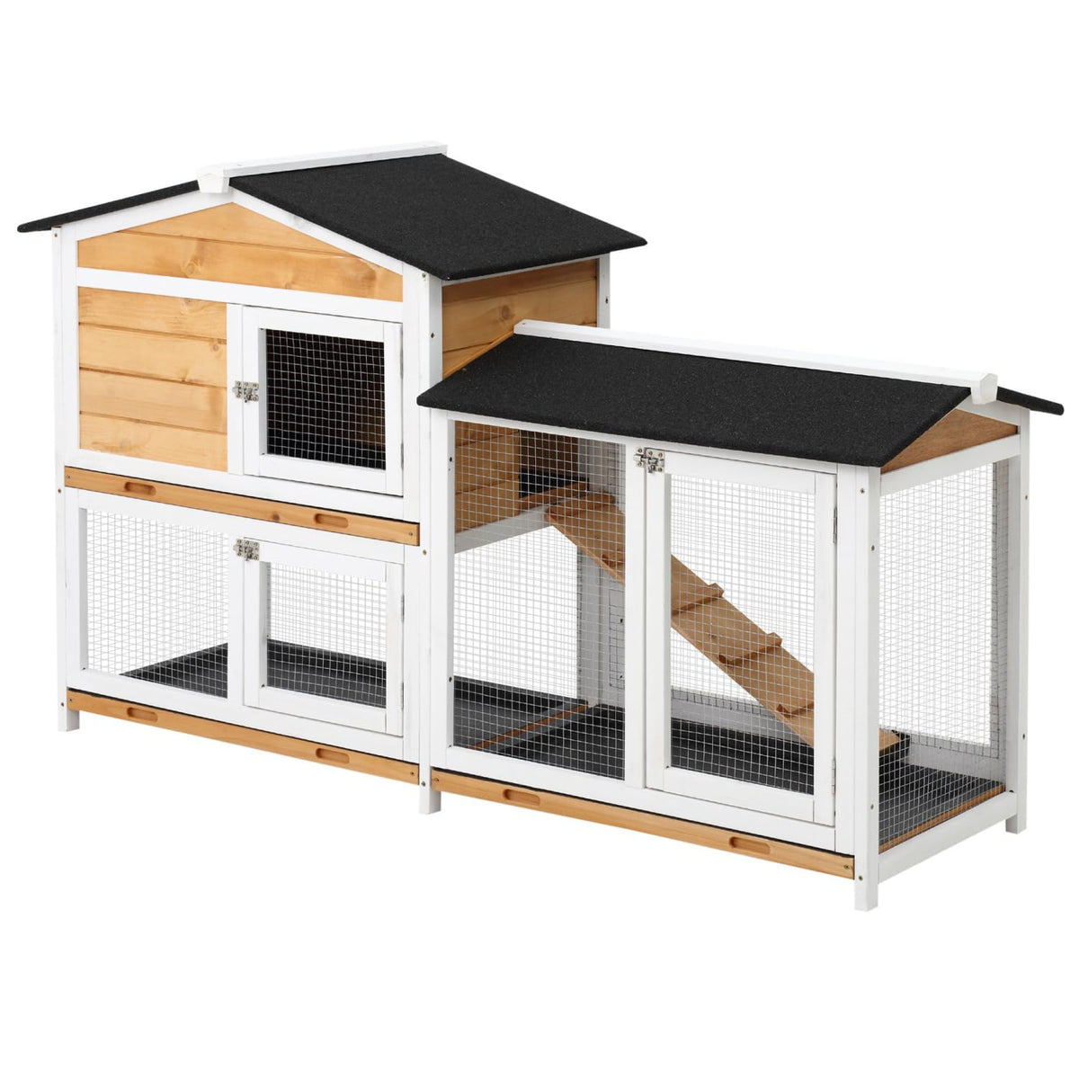 2-Story Wooden Rabbit Hutch with Ramp F4852