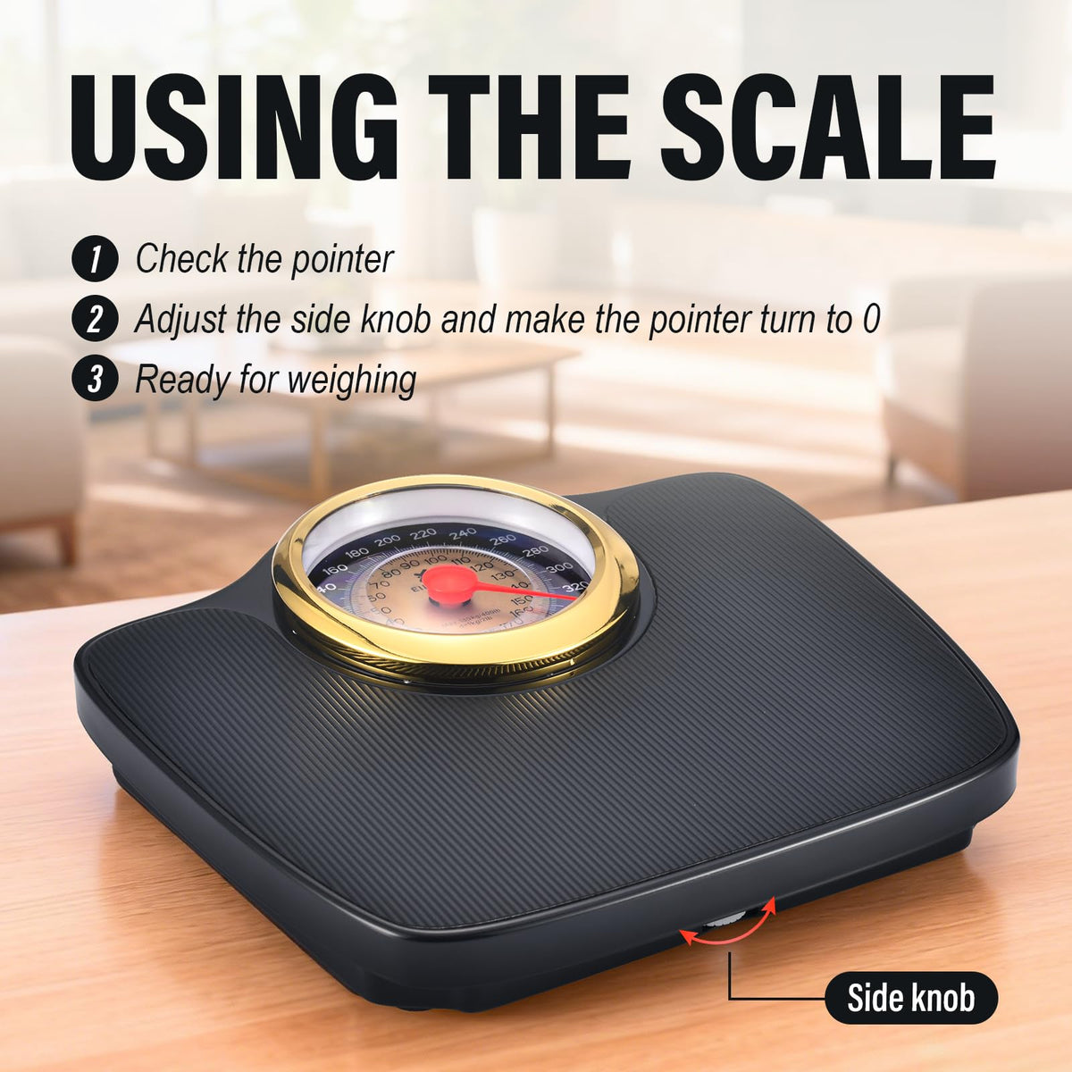 Mechanical Bathroom Scale, Large Dial, 400lbs J291