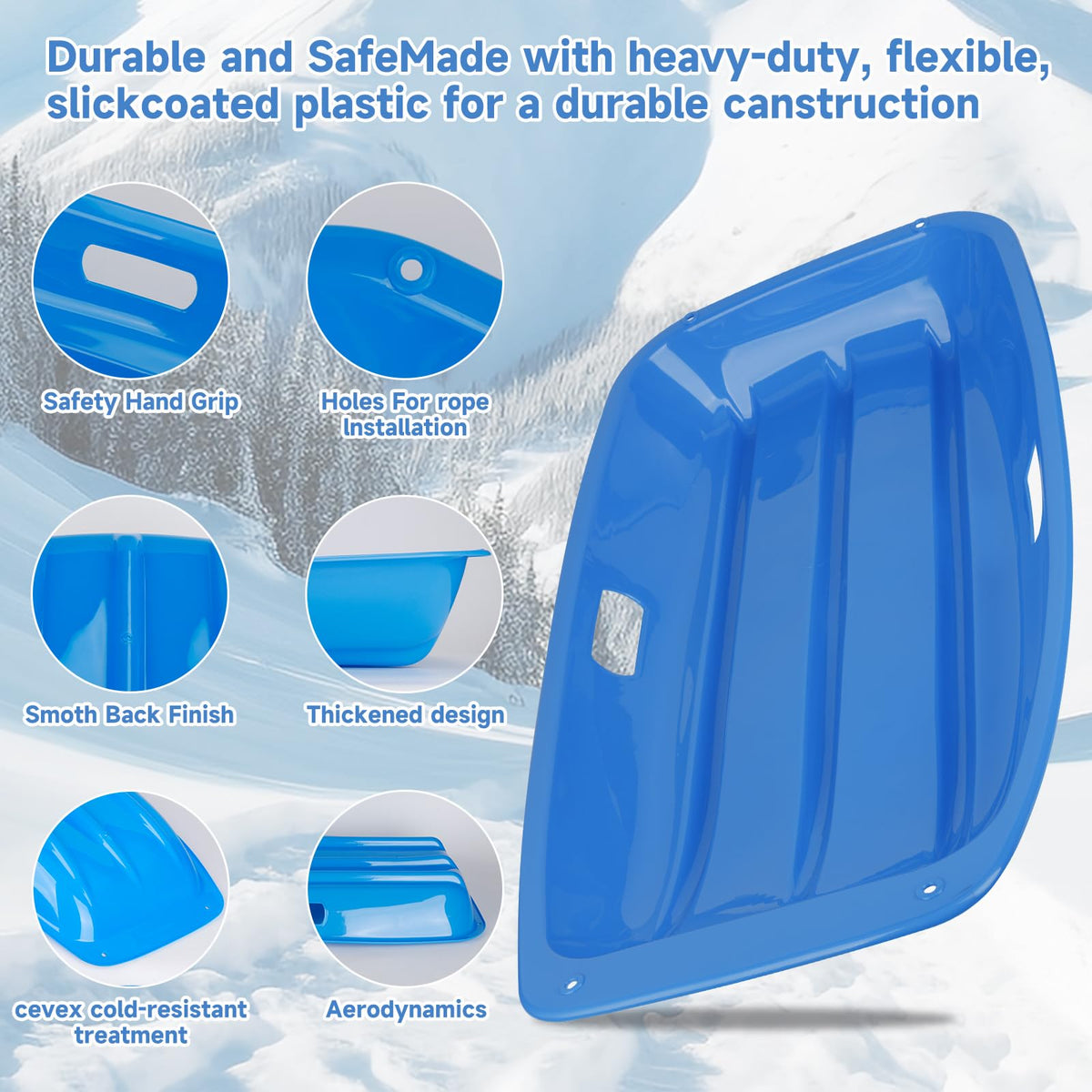 35 inch Plastic Snow Sled with Leash G650