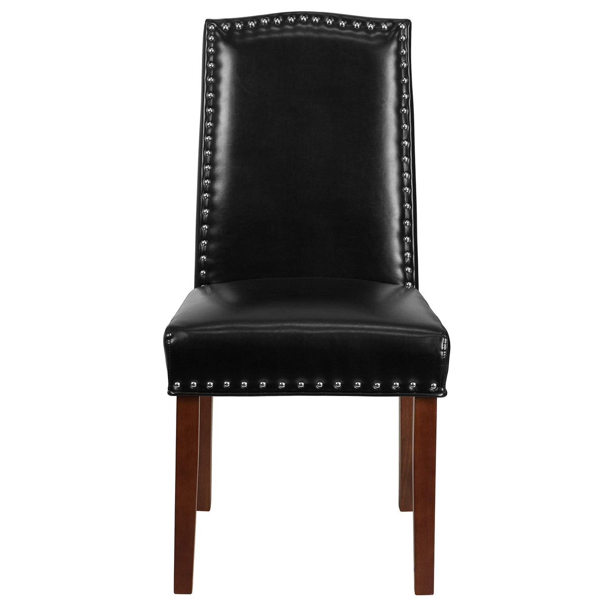 Black LeatherSoft Parsons Chair with Nail Trim B70457