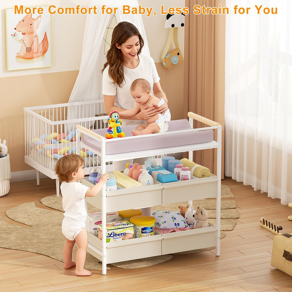 White Baby Changing Table with Storage D540