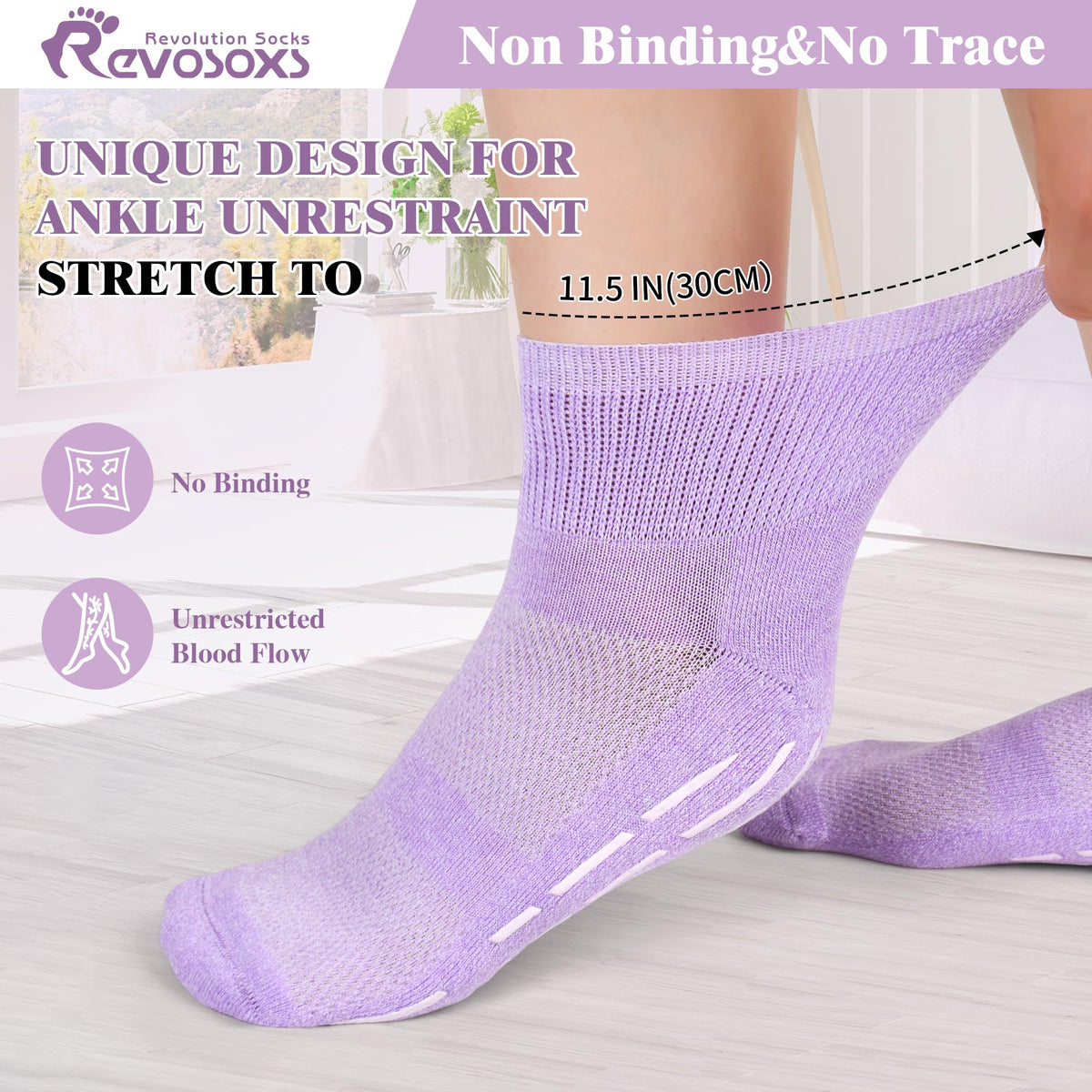 Non Slip Seamless Diabetic Ankle Socks 5 Pairs D740