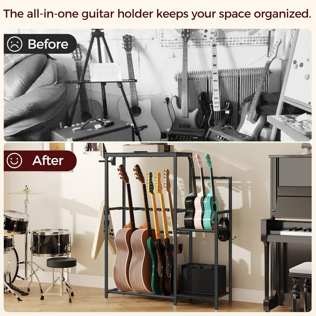 Guitar Stand, Multi-Guitar Rack, AMP Stand, Record Rack Z539