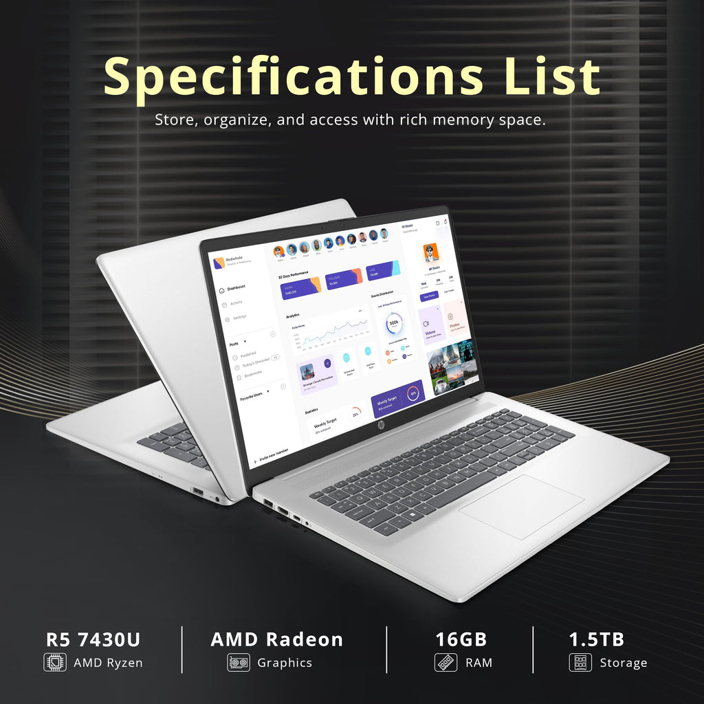 17.3" HD+ Touchscreen Laptop, AMD Ryzen 5, 16GB RAM, 1.5TB Storage, Silver L4334
