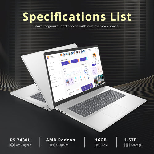 17.3" HD+ Touchscreen Laptop, AMD Ryzen 5, 16GB RAM, 1.5TB Storage, Silver L4334
