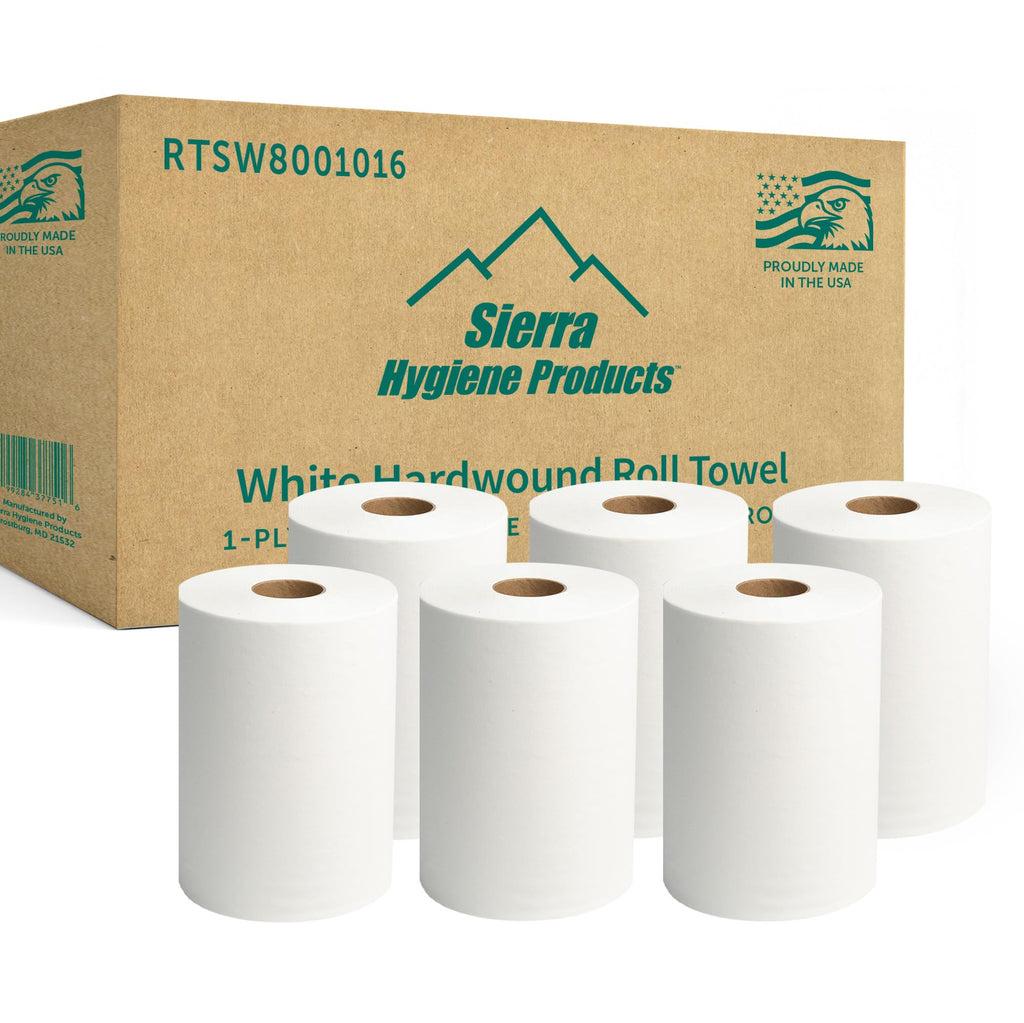 White 1-Ply Hardwound Paper Towels, 6 Rolls K753