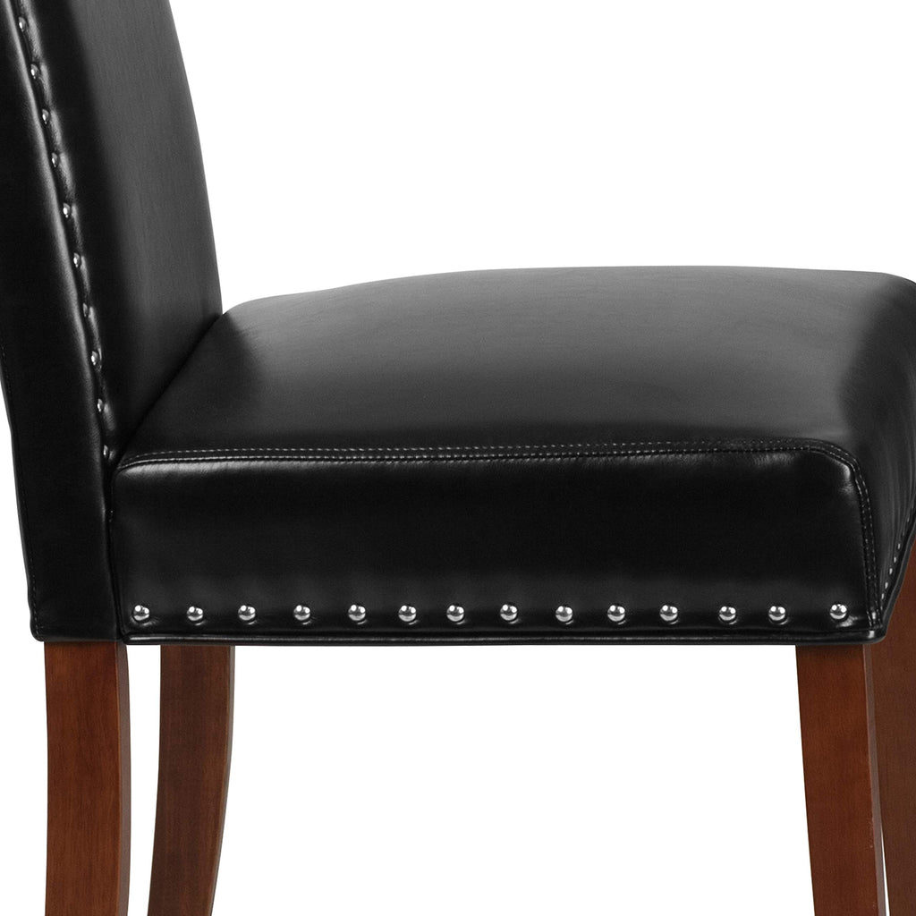 Black LeatherSoft Parsons Chair with Nail Trim B70457
