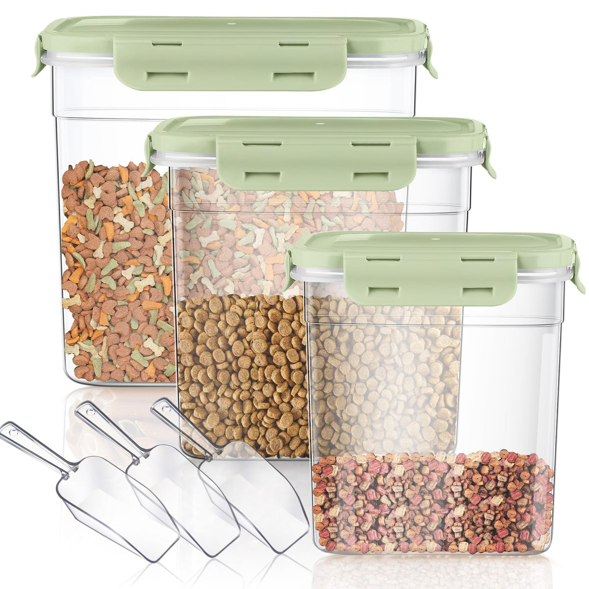 6 Pcs Dog and Cat Food Storage Containers with 2 Scoops E916494