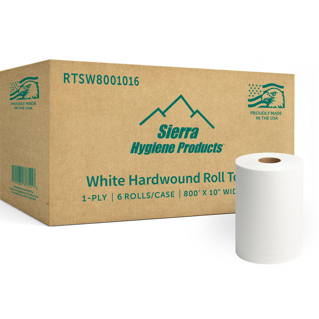 White 1-Ply Hardwound Paper Towels, 6 Rolls K753