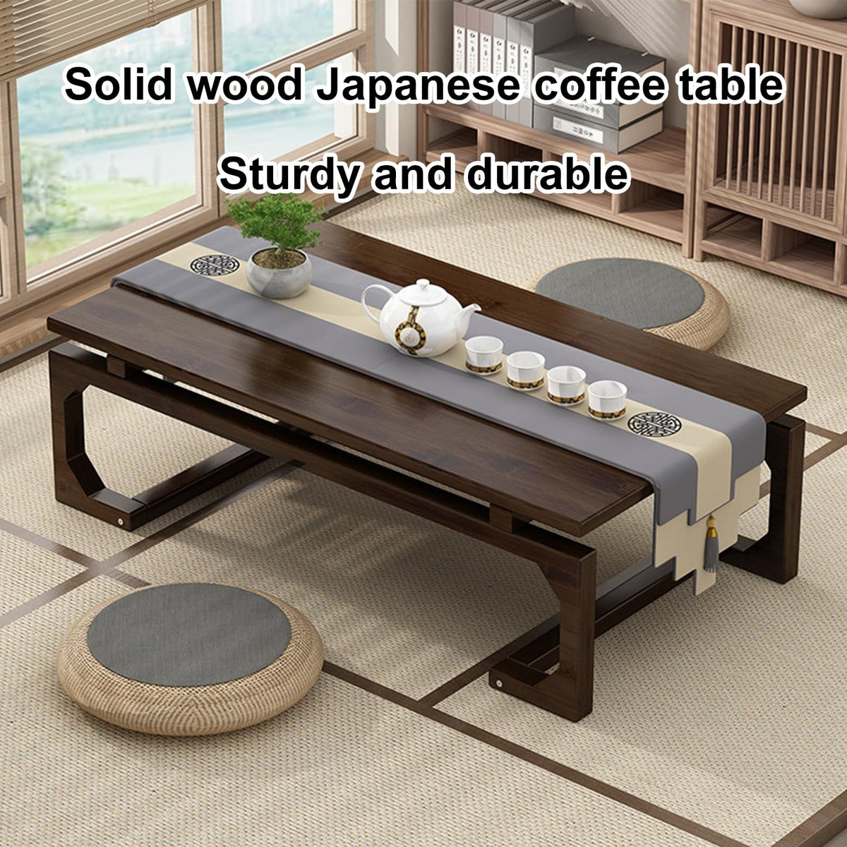 Japanese Floor Table Solid Wood 100x55x30cm R909