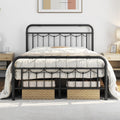 Black Metal Bed Frame with Spindle Headboard W317