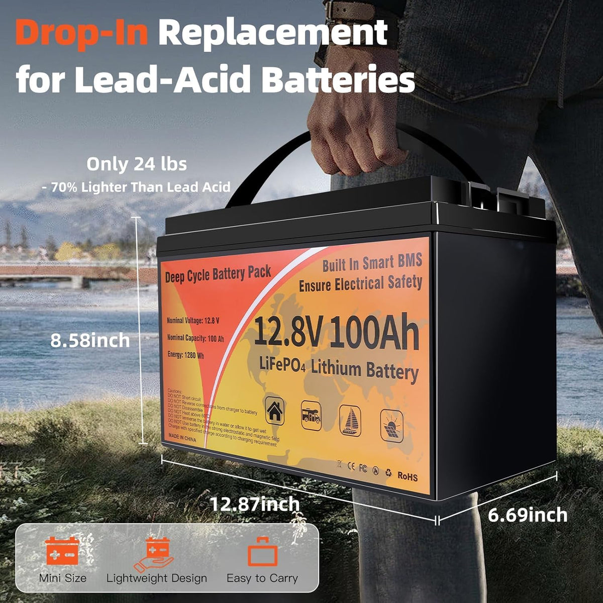 12V 100Ah LiFePO4 Deep Cycle Battery F95629