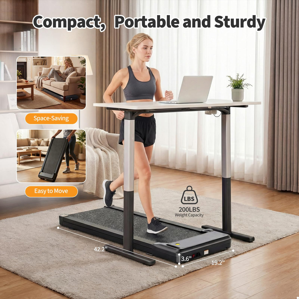 Black Portable 3-in-1 Walking Pad Treadmill H82337