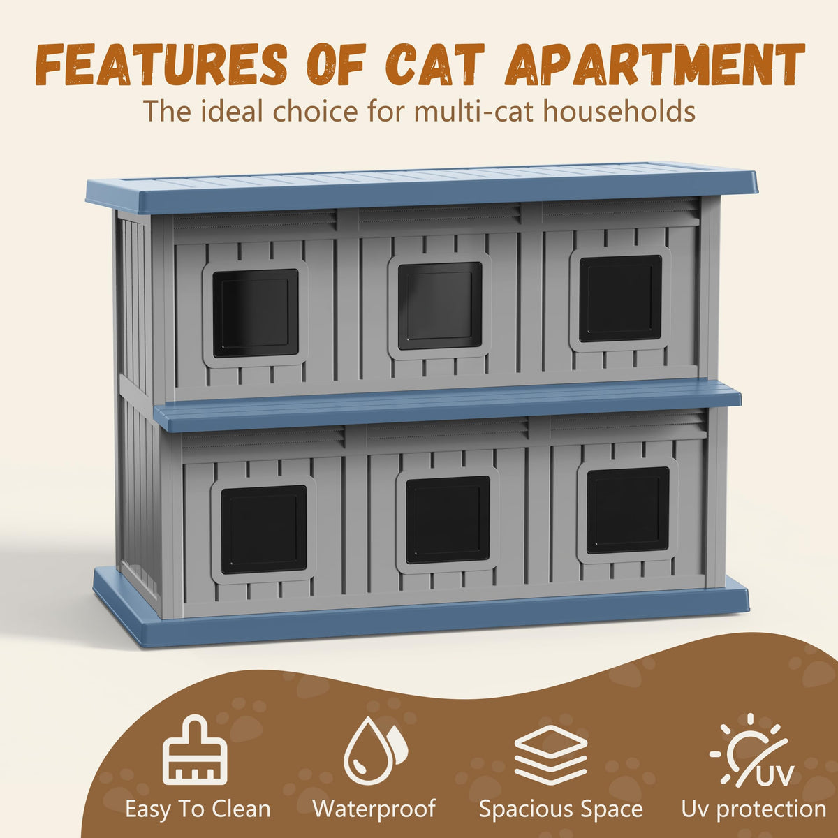 Resin Double-Decker Outdoor Cat House T362
