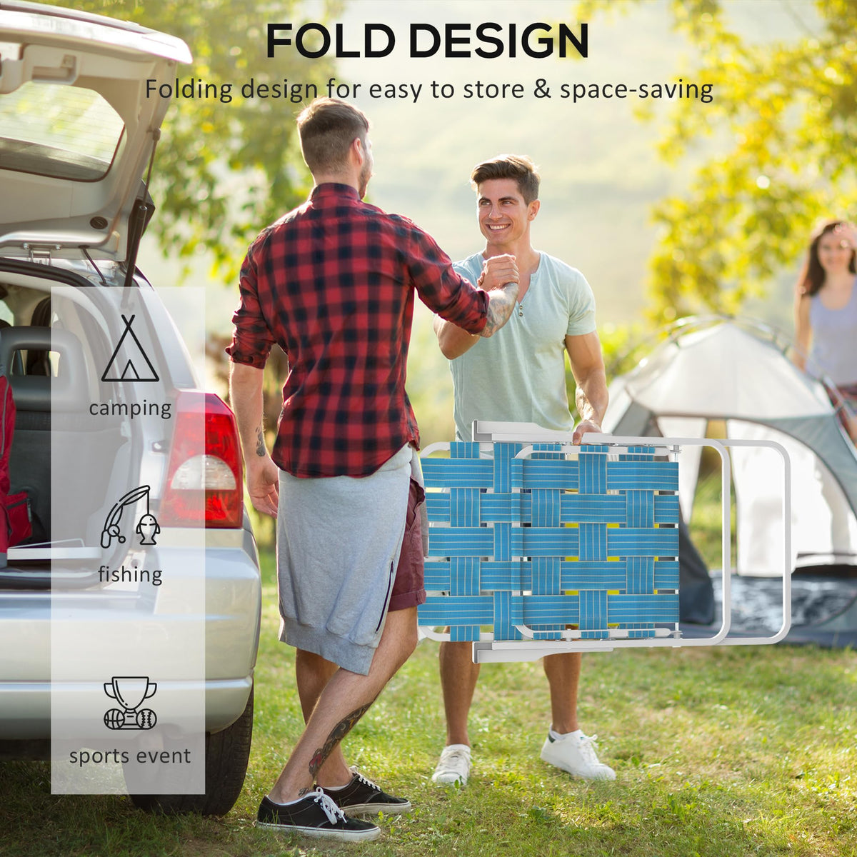 Set of 2 Blue Patio Folding Chairs S439