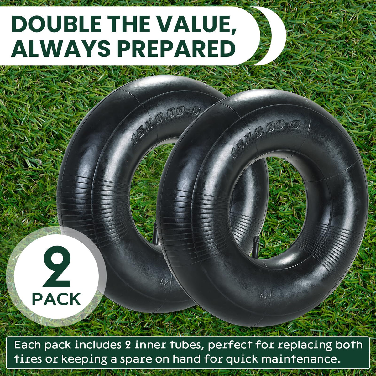 2 Pack 15 x 6.00-6" Inner Tubes with TR-13 Valve Stem X23913