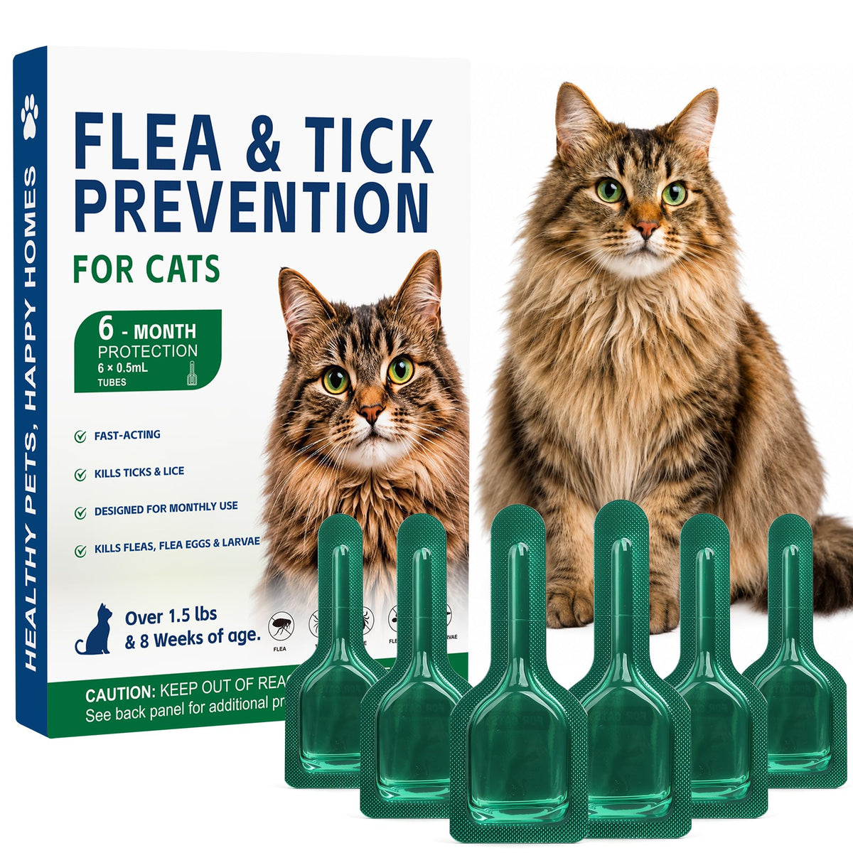 Flea and Tick Drops for Cats 6 Pack I4455