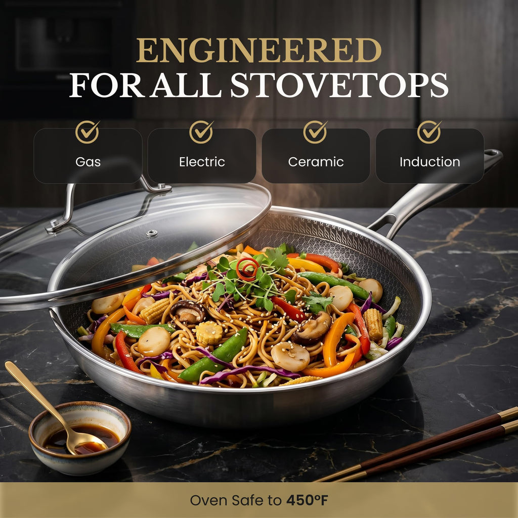 8/10/12" Stainless Steel Nonstick Pan Set A92203