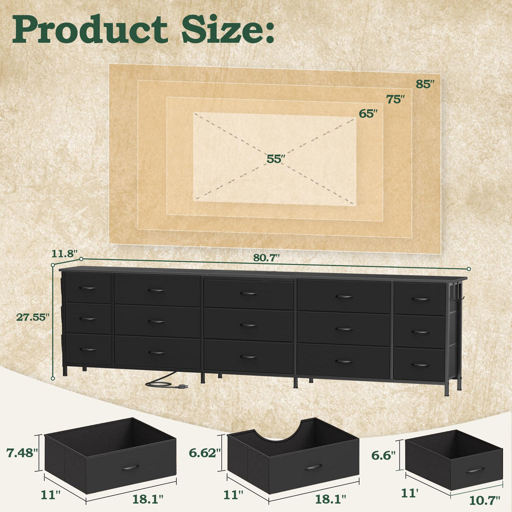 80.7" 15 Drawer Long Dresser R690514