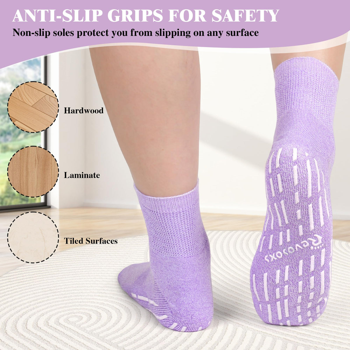 Non Slip Seamless Diabetic Ankle Socks 5 Pairs D740