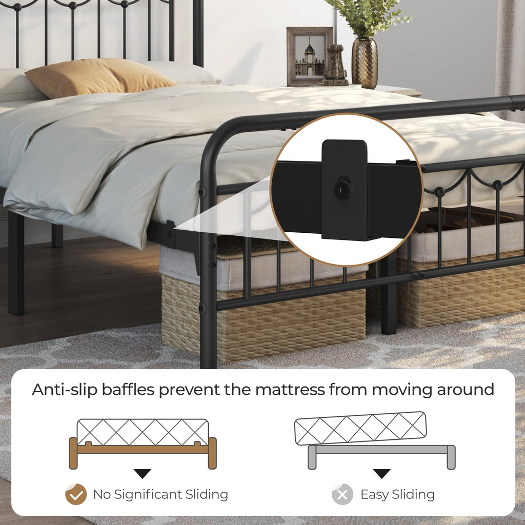 Black Metal Bed Frame with Spindle Headboard W317